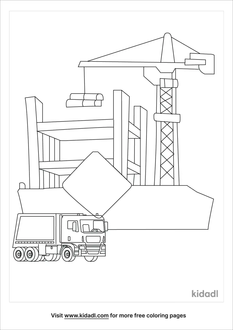 Construction Worksite Coloring Page