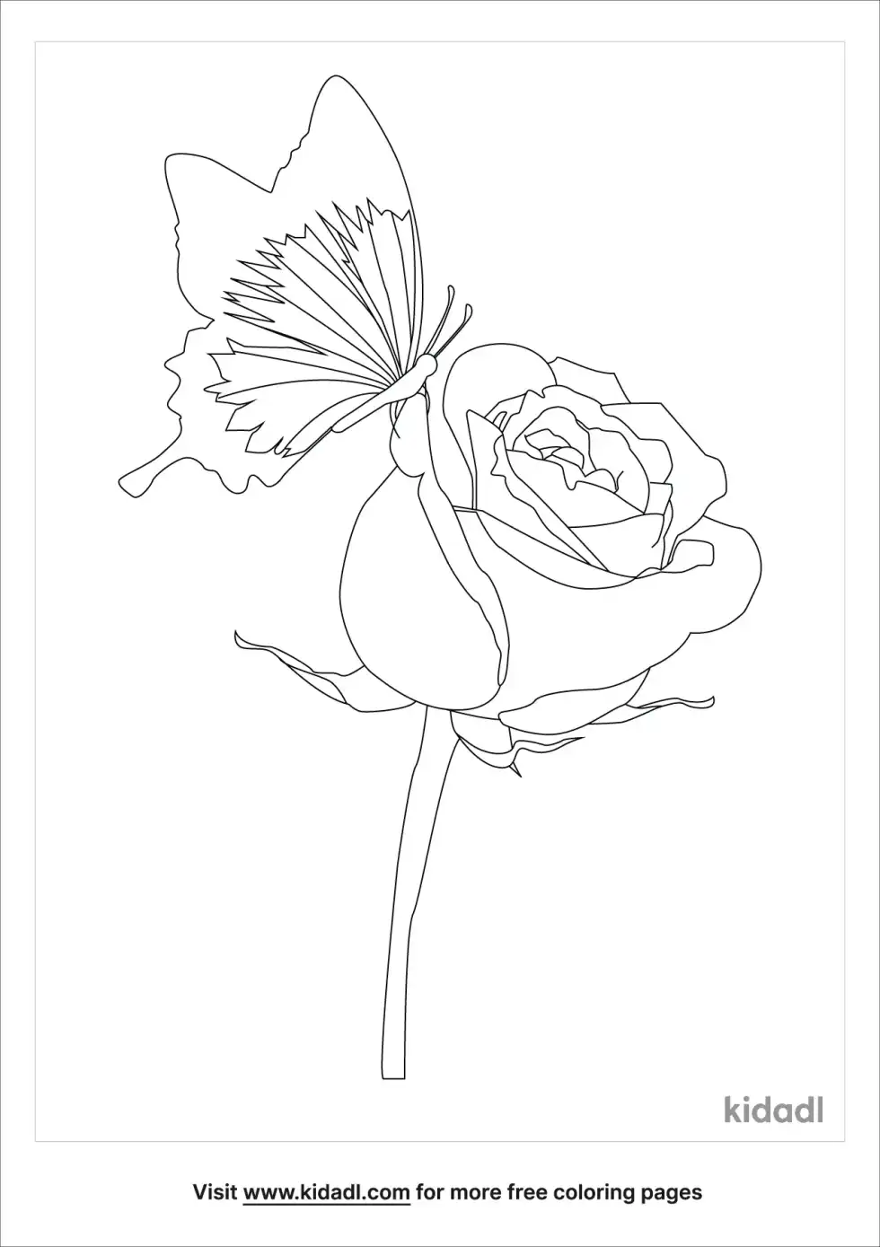 Rose Butterfly Coloring Page