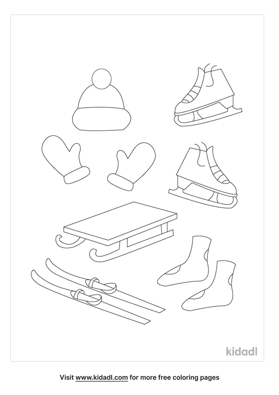 Items Used In Winter Sports Coloring Page