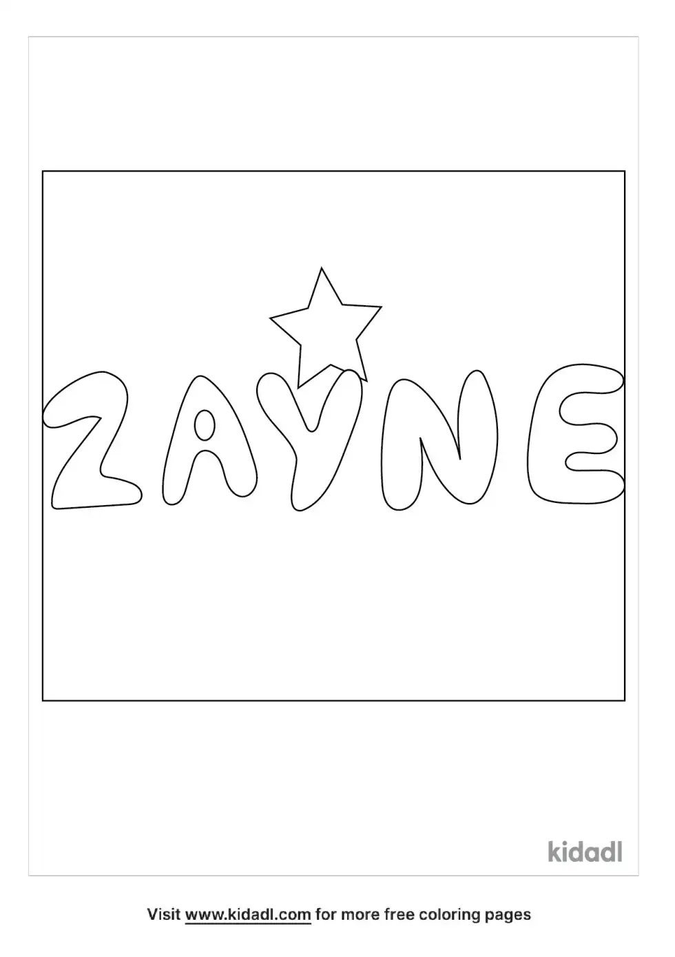Zayne Bubble Letter Coloring Page