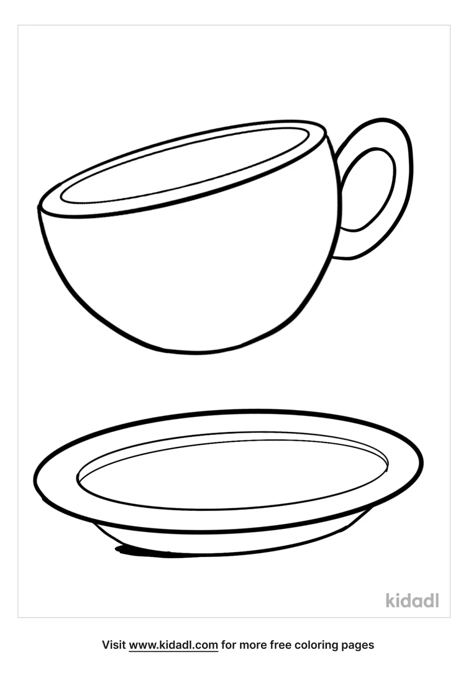 Plate And Cup Coloring Page