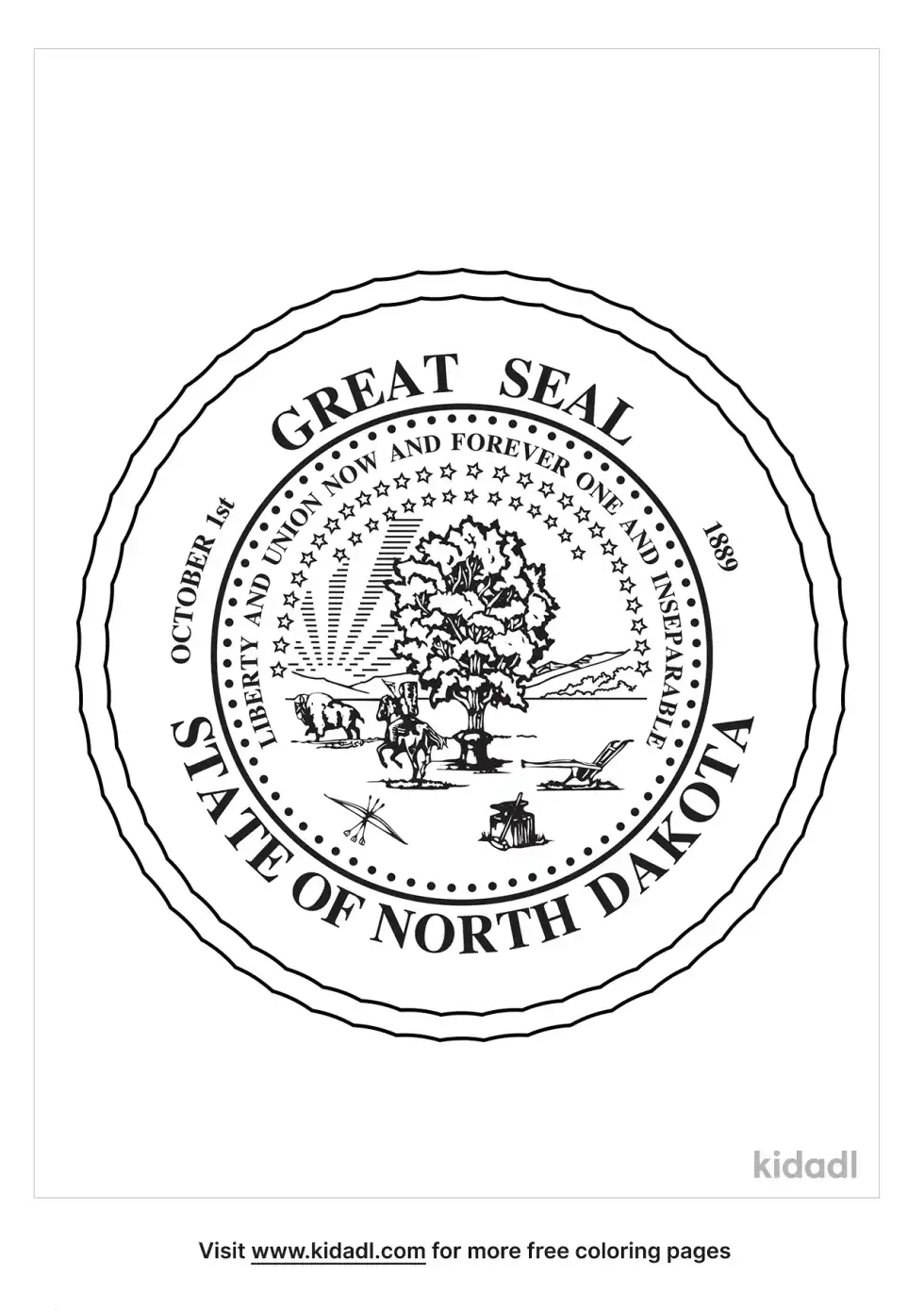 North Dakota State Seal Coloring Page