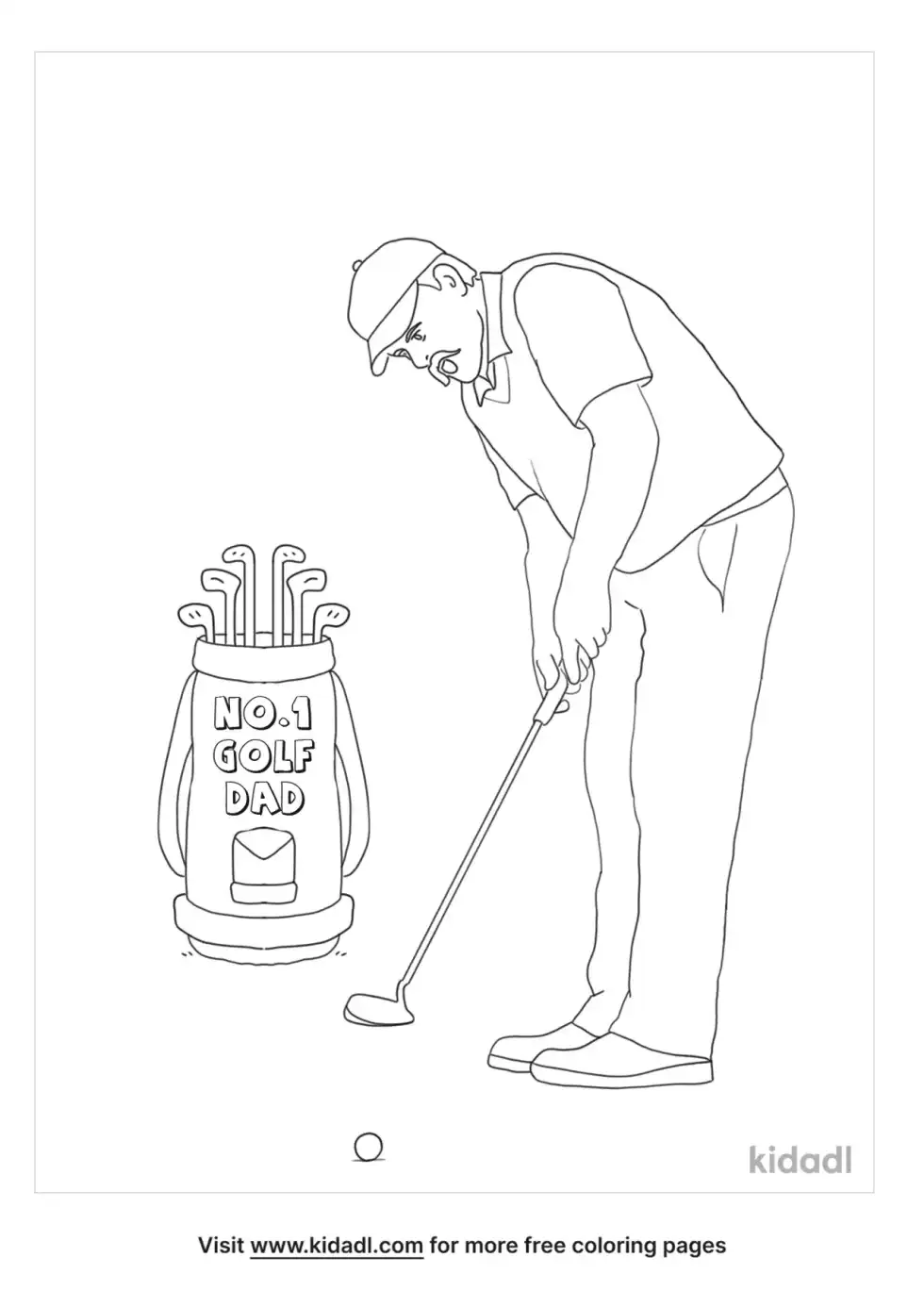 Number One Golf Dad Coloring Page
