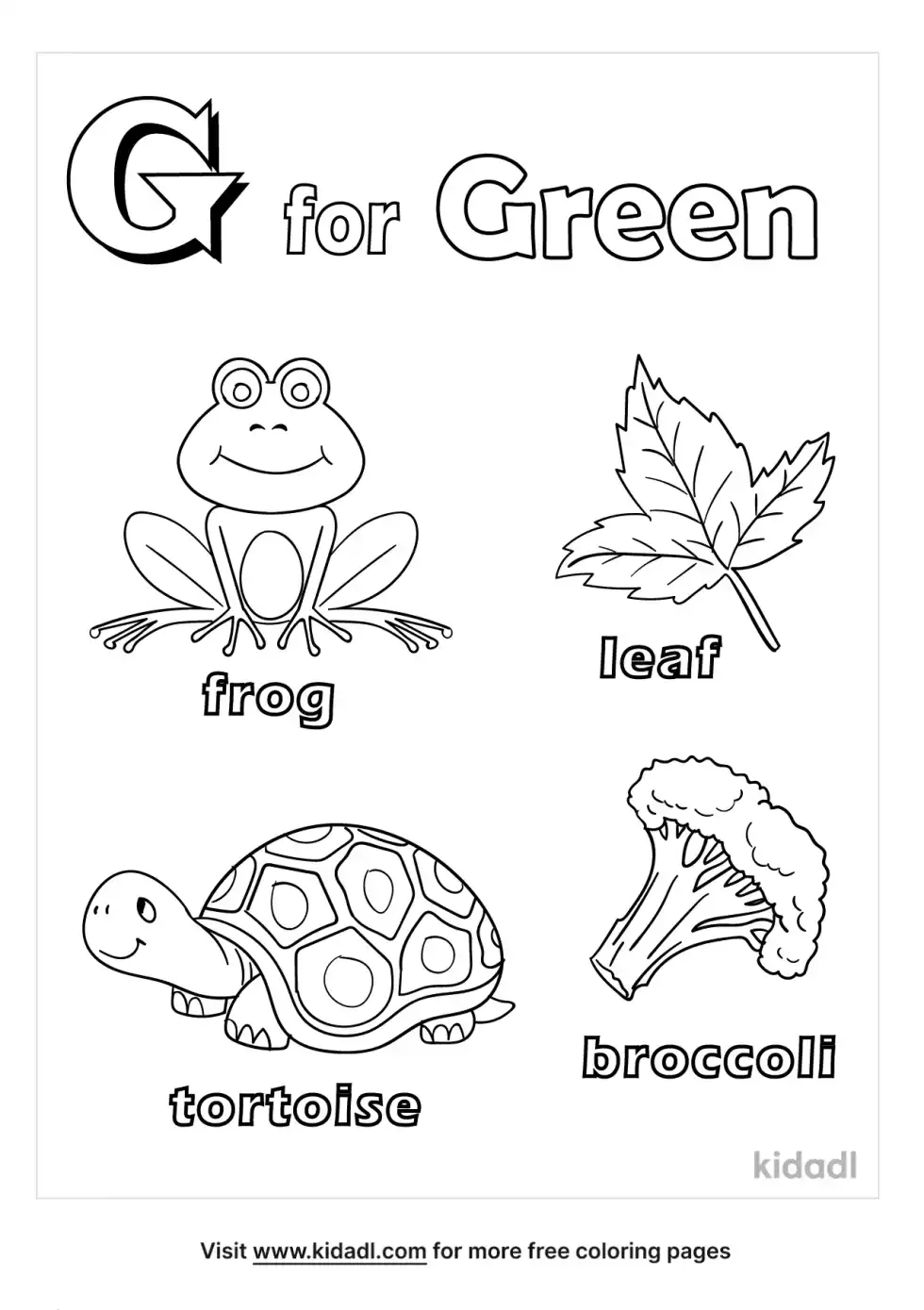 G Is For Green Coloring Page