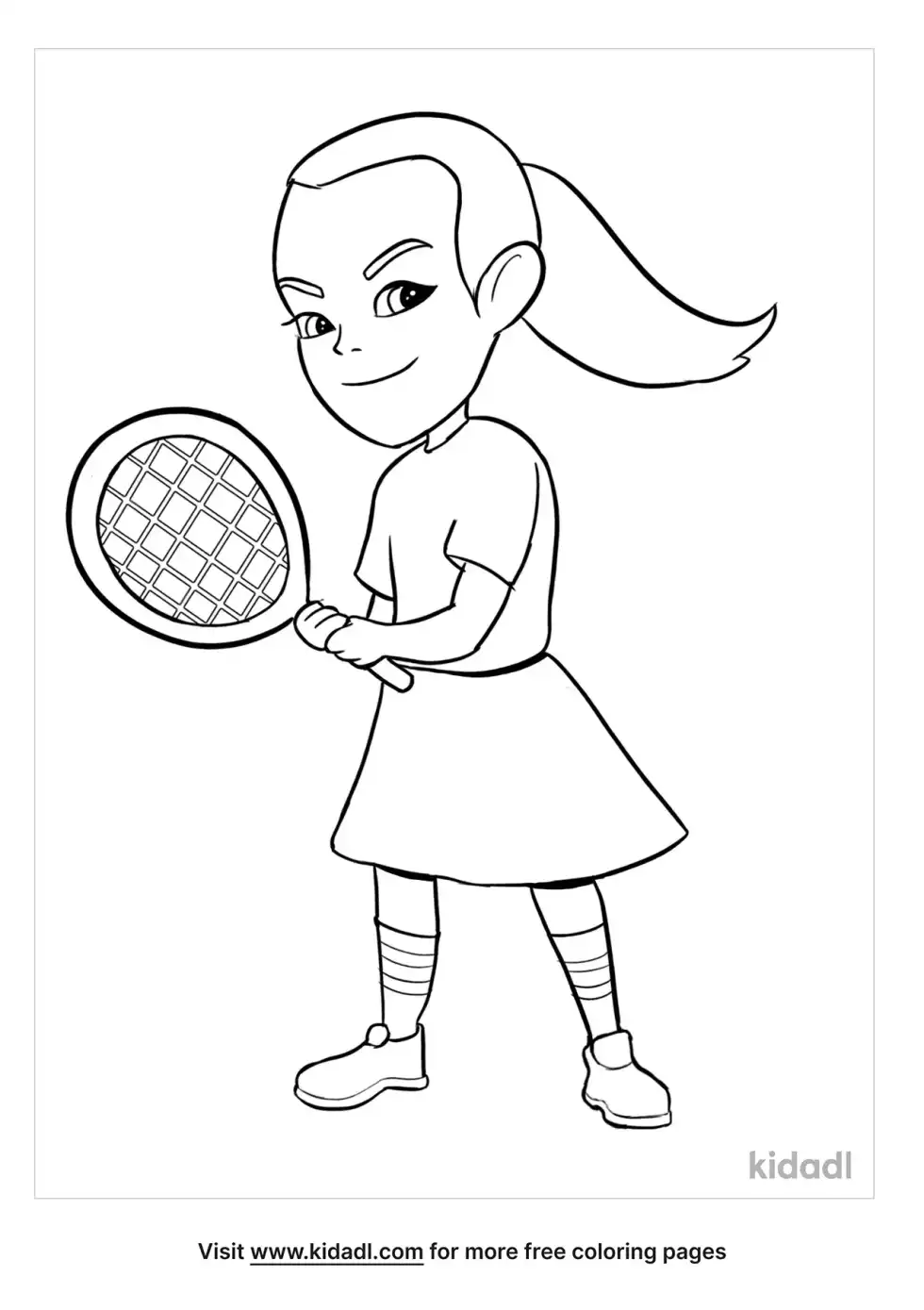 Girl Playing Tennis Coloring Page