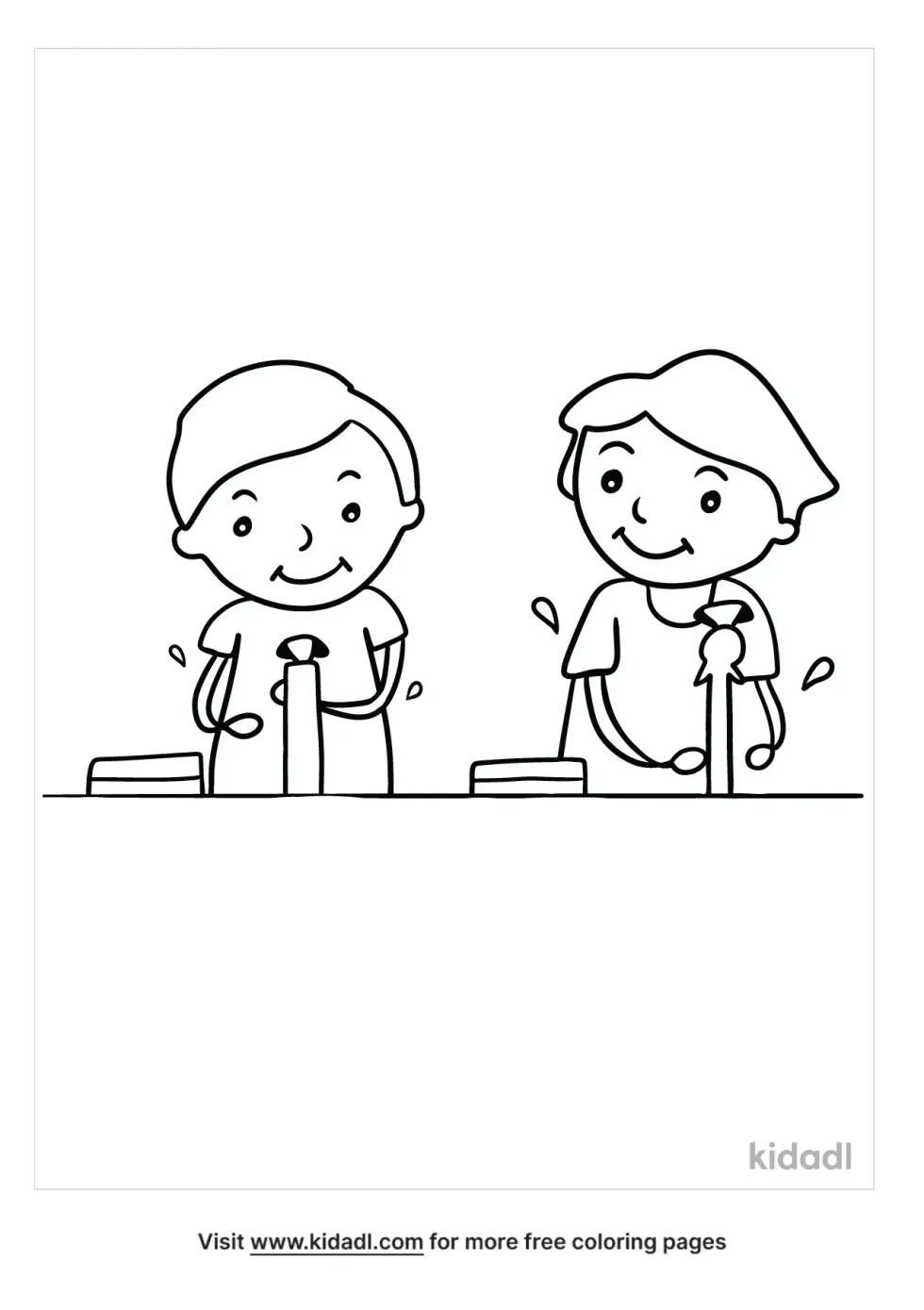 Kids By Sink Coloring Page | Kidadl