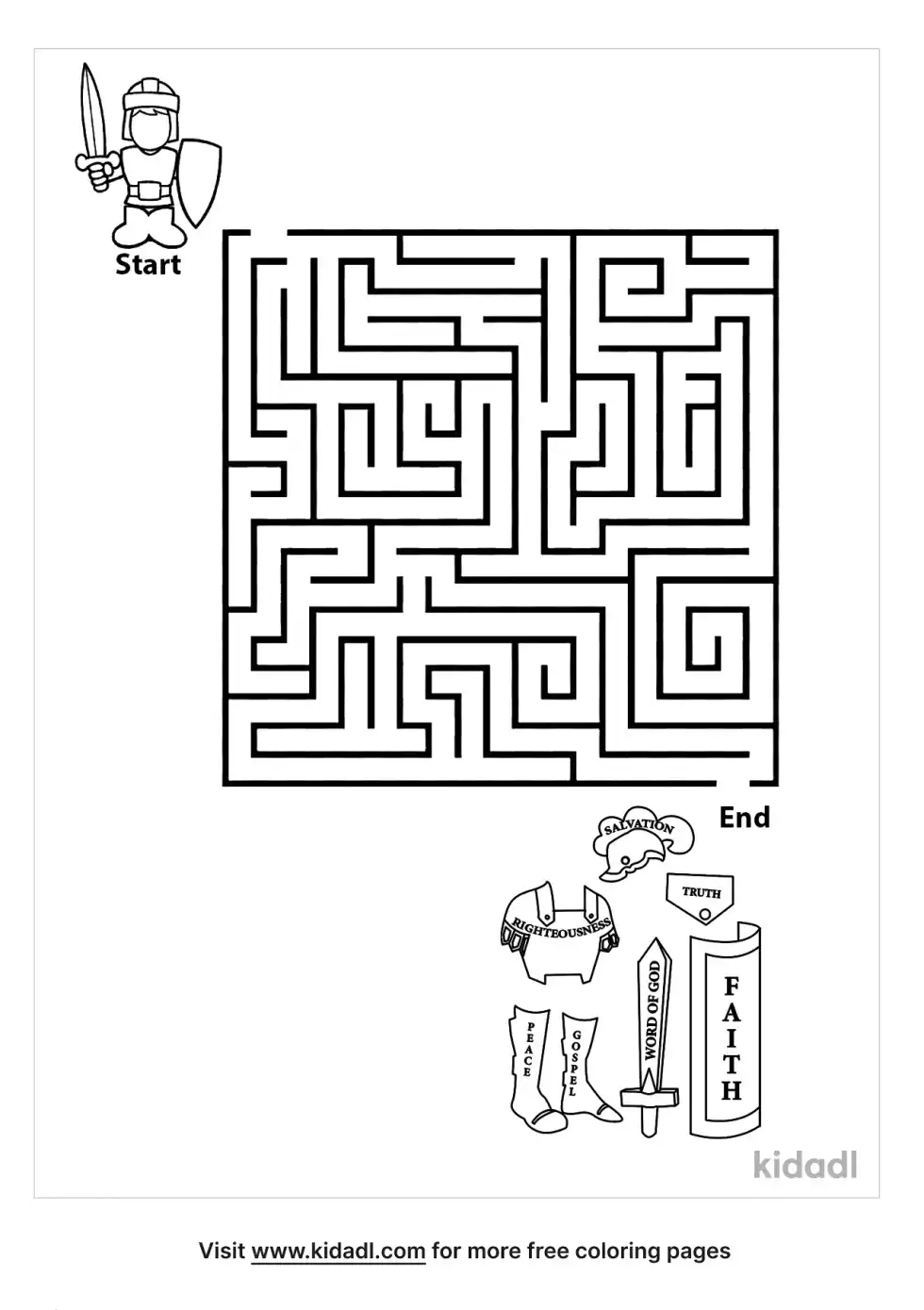Armor Of God Maze Coloring Page
