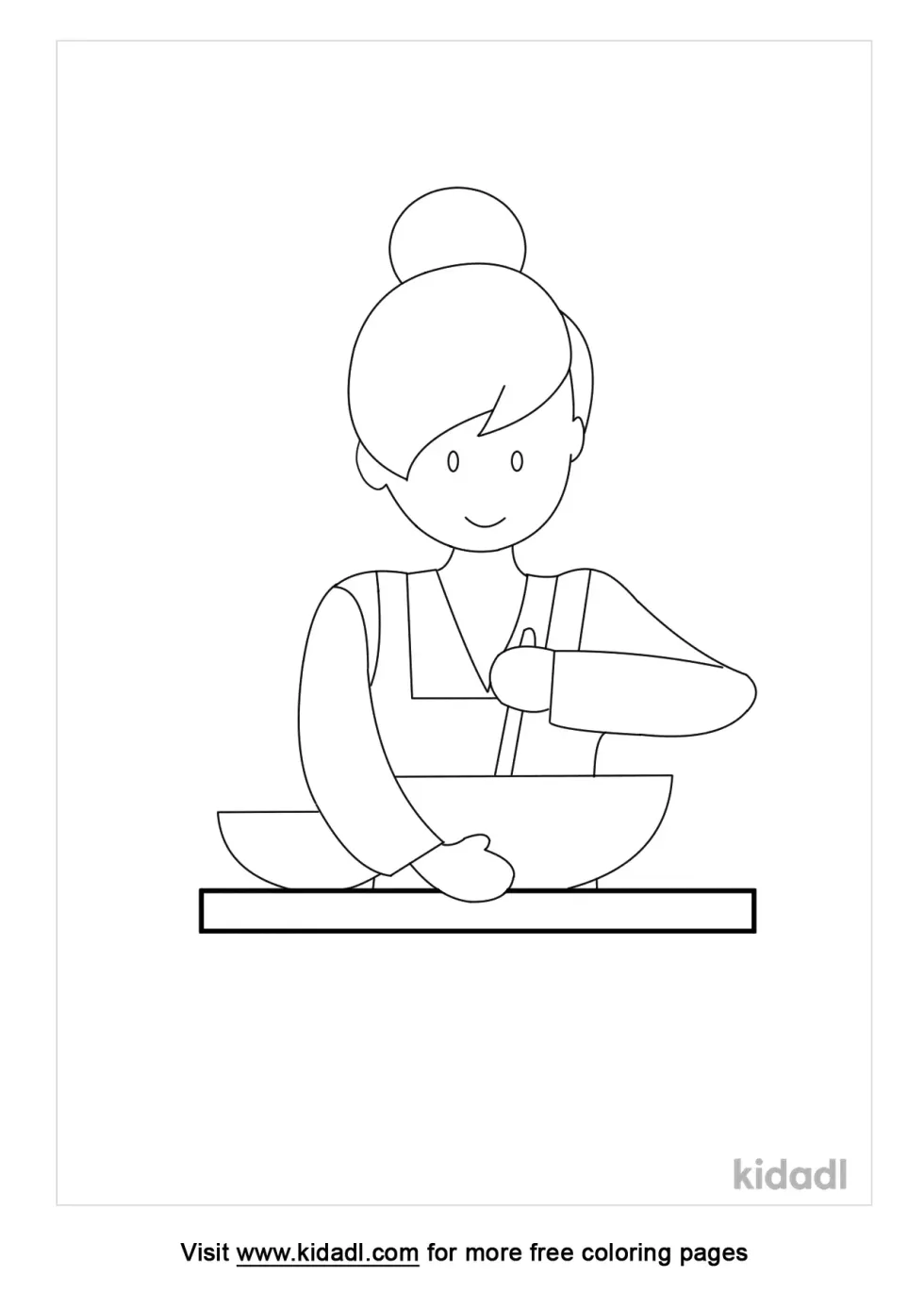 Woman Stirring A Pot Coloring Page