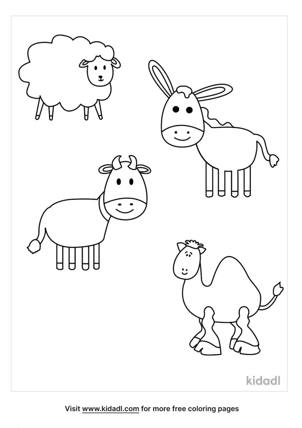 Nativity Animals Coloring Page