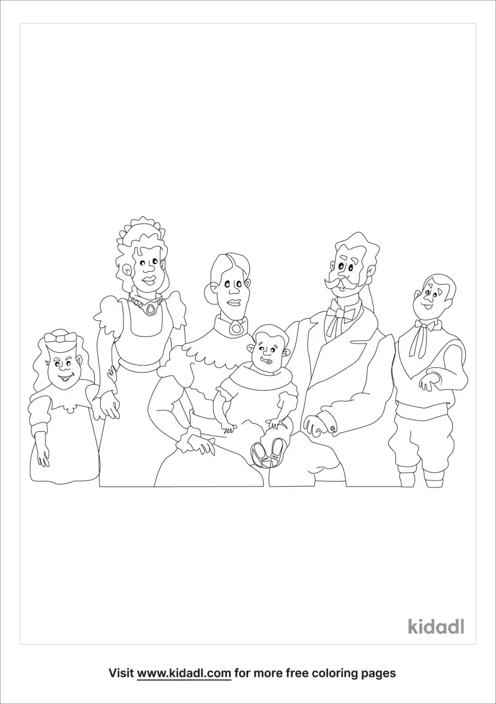 Rich Family In The 1900s Coloring Page
