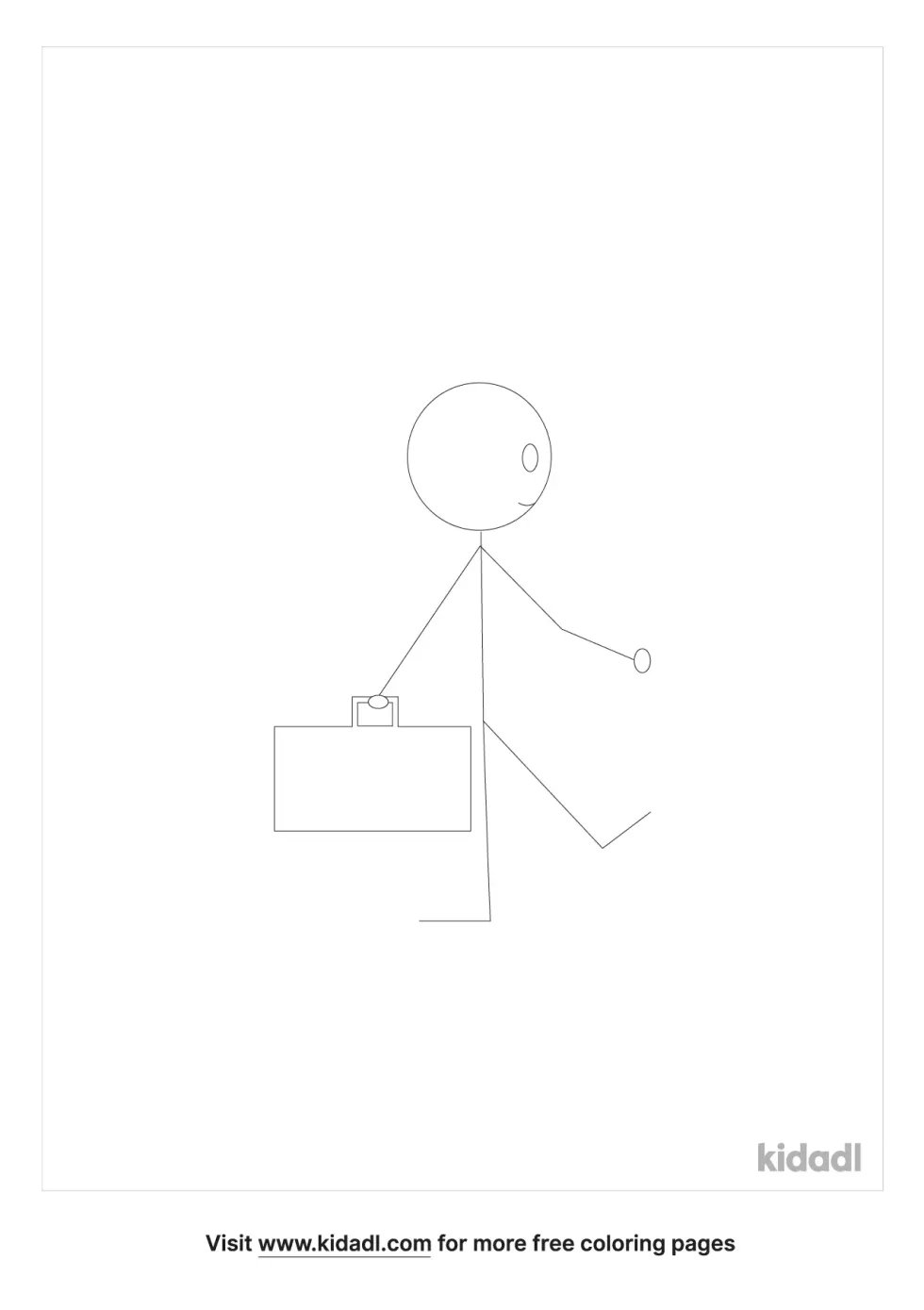 Stick Figure Briefcase Coloring Page | Kidadl