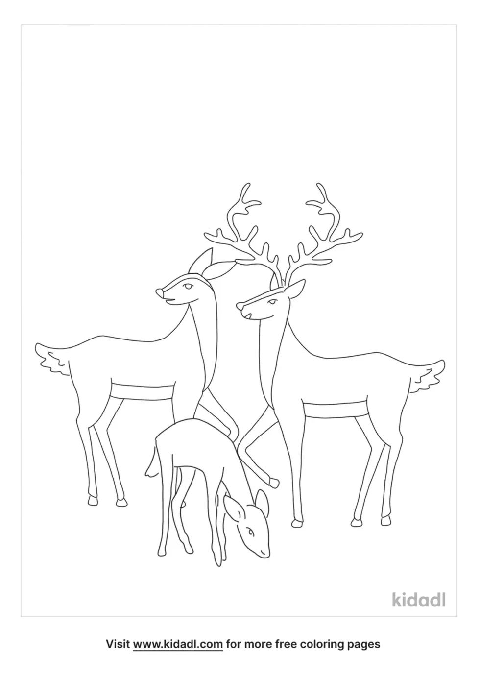 Reindeer Family Coloring Page