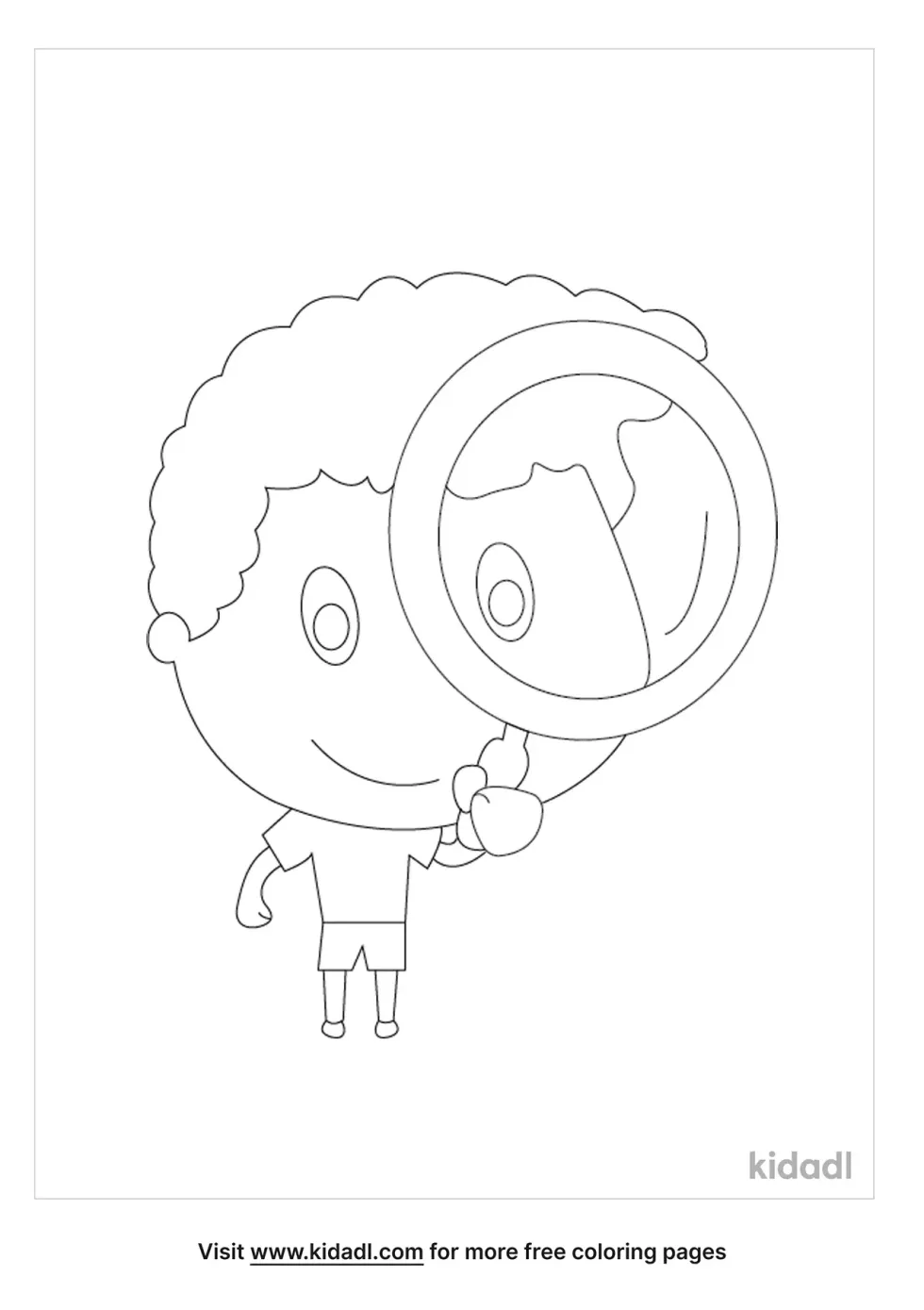 Boy Using A Magnifier Coloring Page