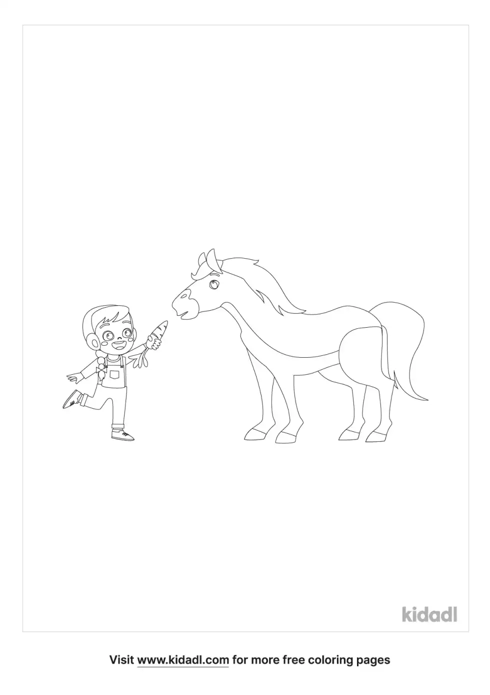 Girl Feeding Horse Coloring Page