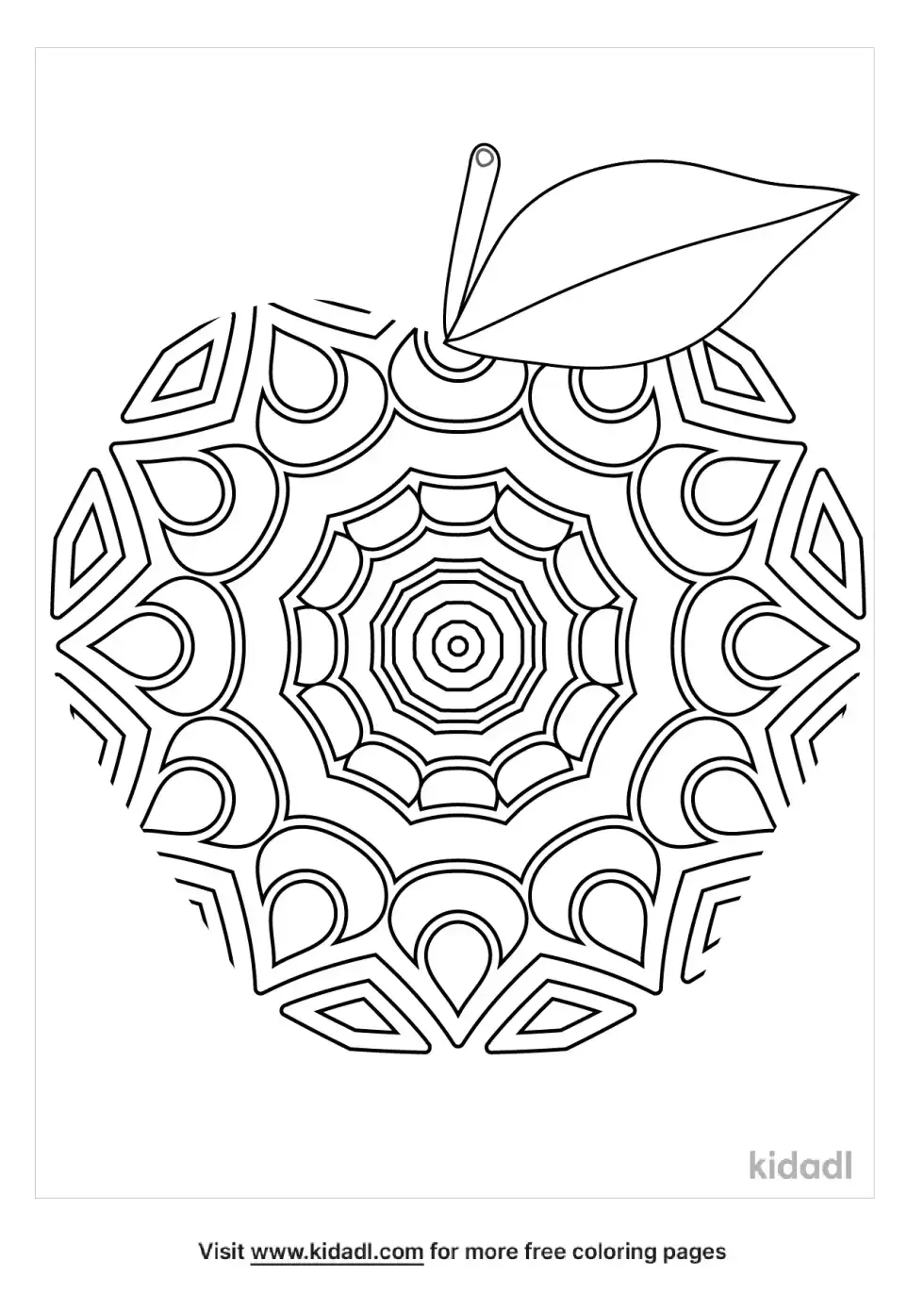 Zentangle Apple Coloring Page