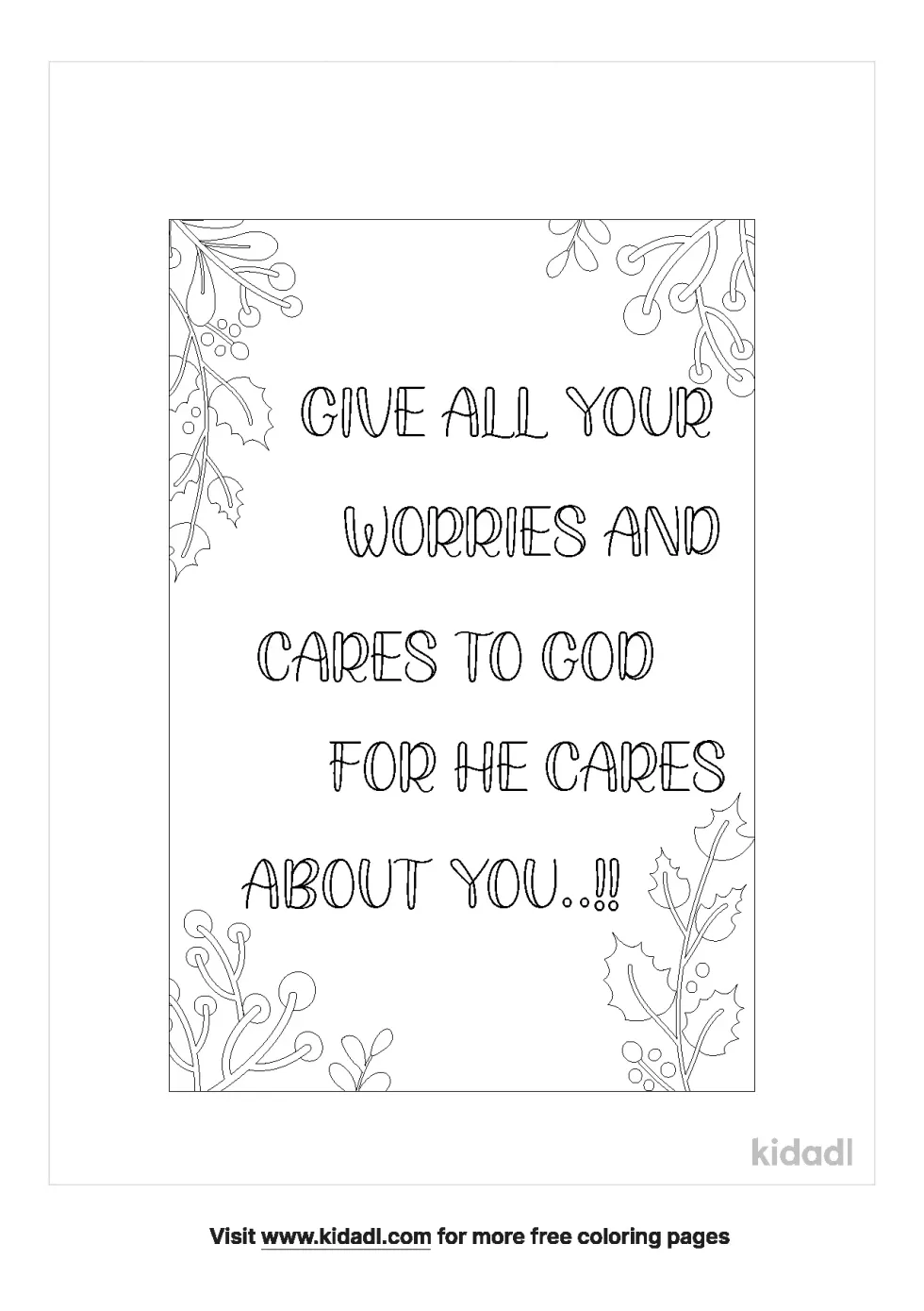Give Your Worries To God Coloring Page