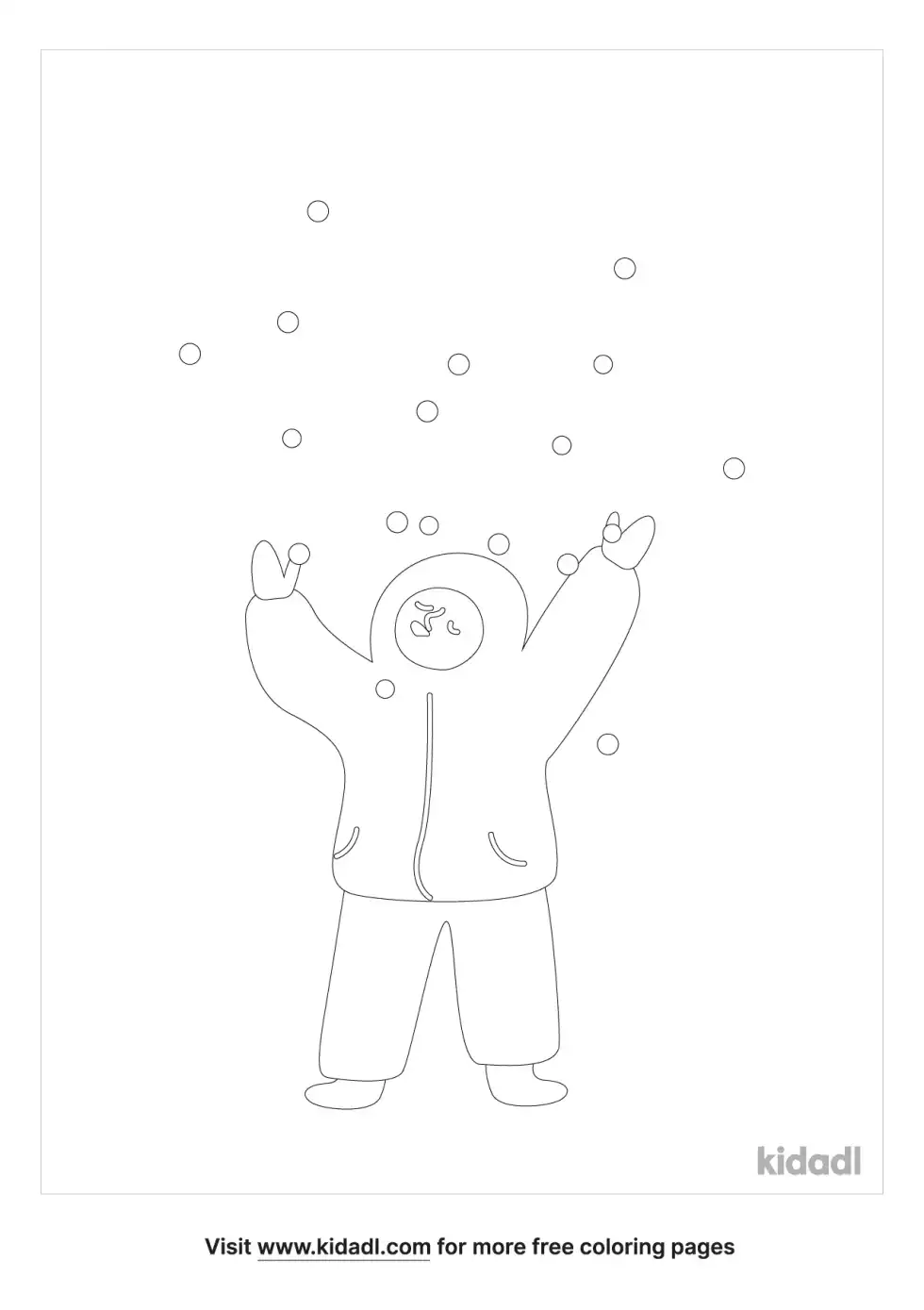 Children Eating Snow Coloring Page