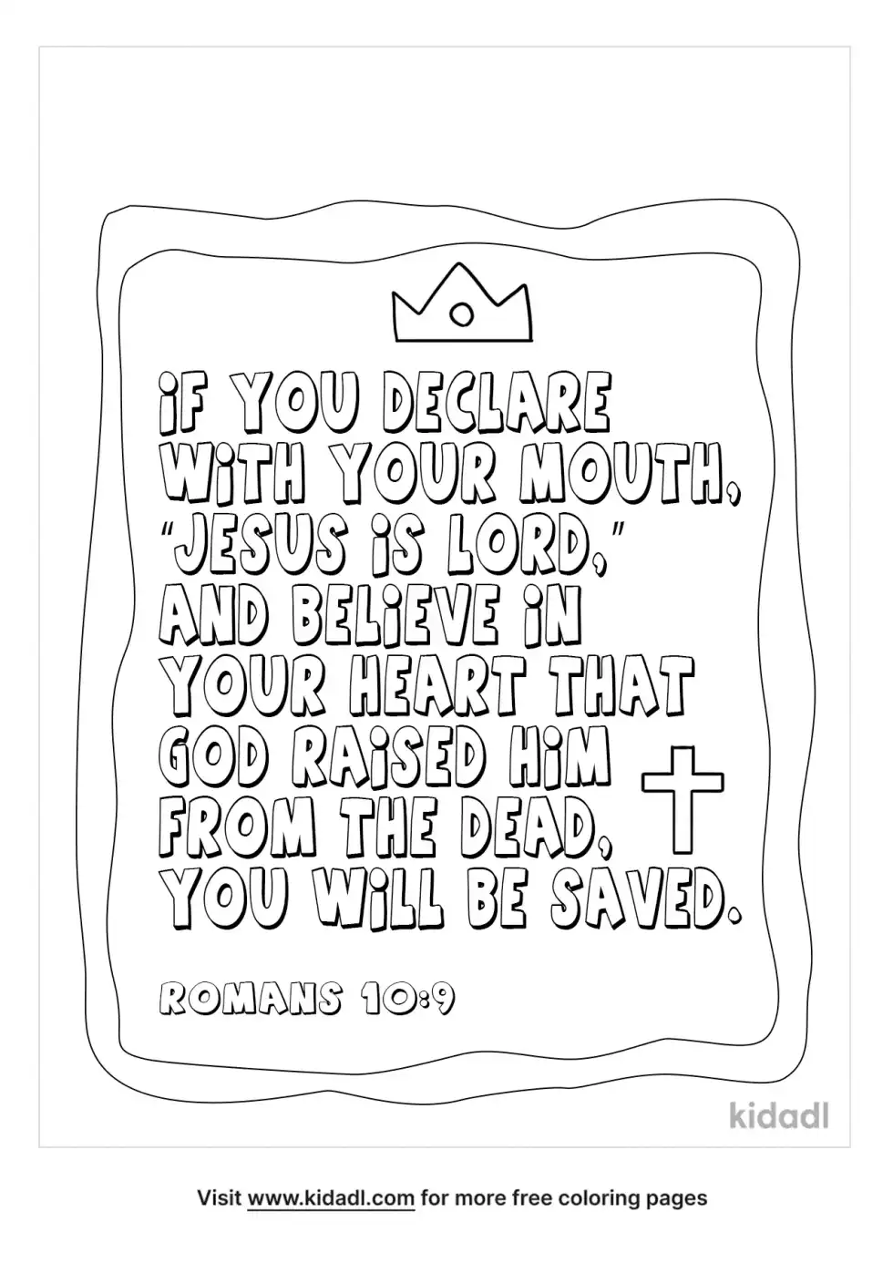 Romans 10:9 Coloring Page
