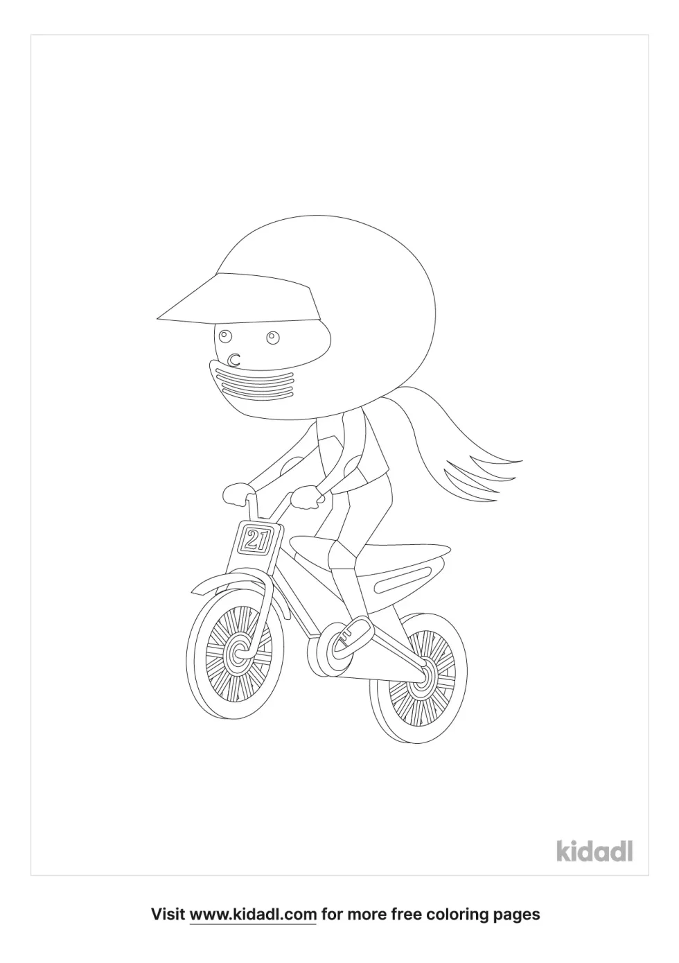 Girl Dirtbike Coloring Page | Kidadl
