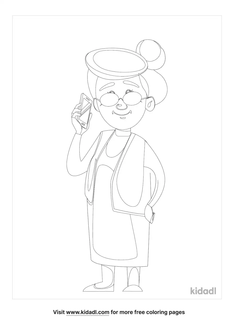 Talkin On The Phone With Grandma Coloring Page