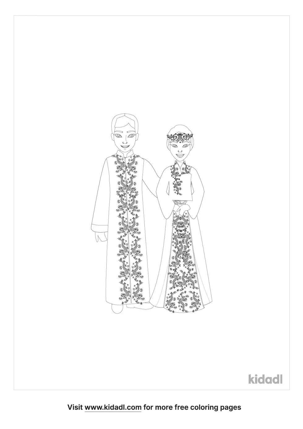 Wedding Hanfu Coloring Page