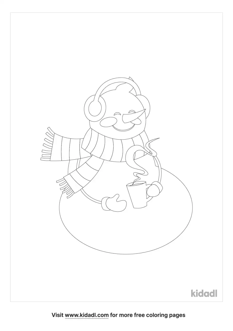 Snowman Hot Chocolate Coloring Page