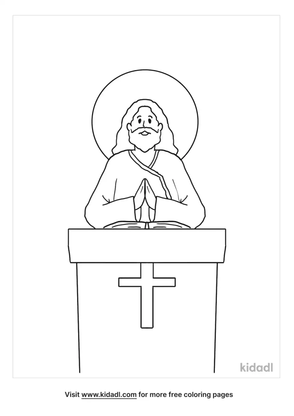 Jesus Reads In Church Coloring Page