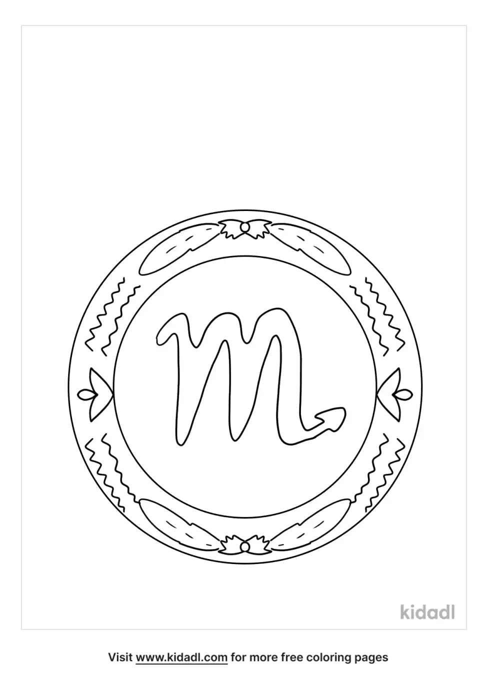 Scorpio Circle Symbol Coloring Page