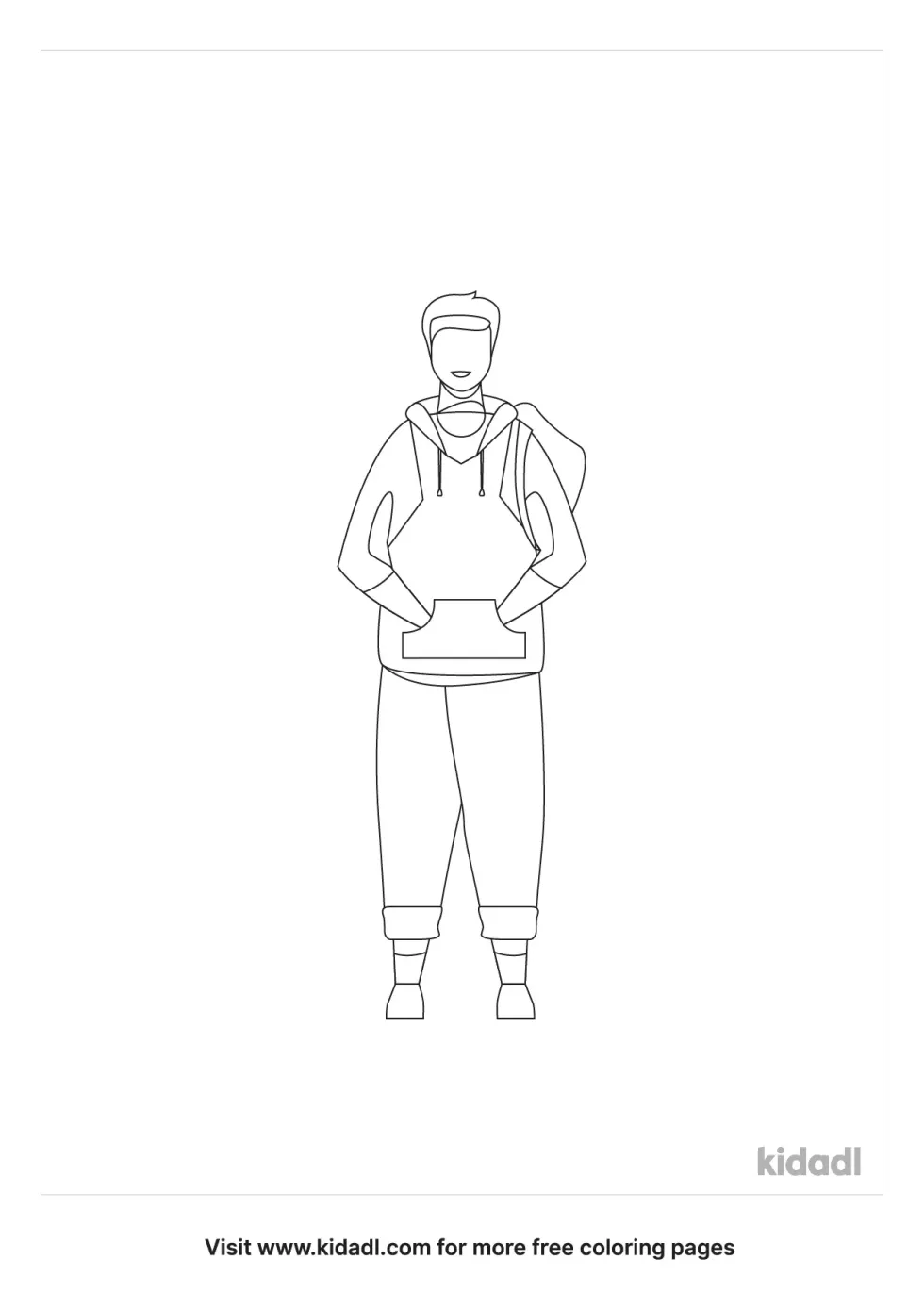 Man In A Hoodie Coloring Page