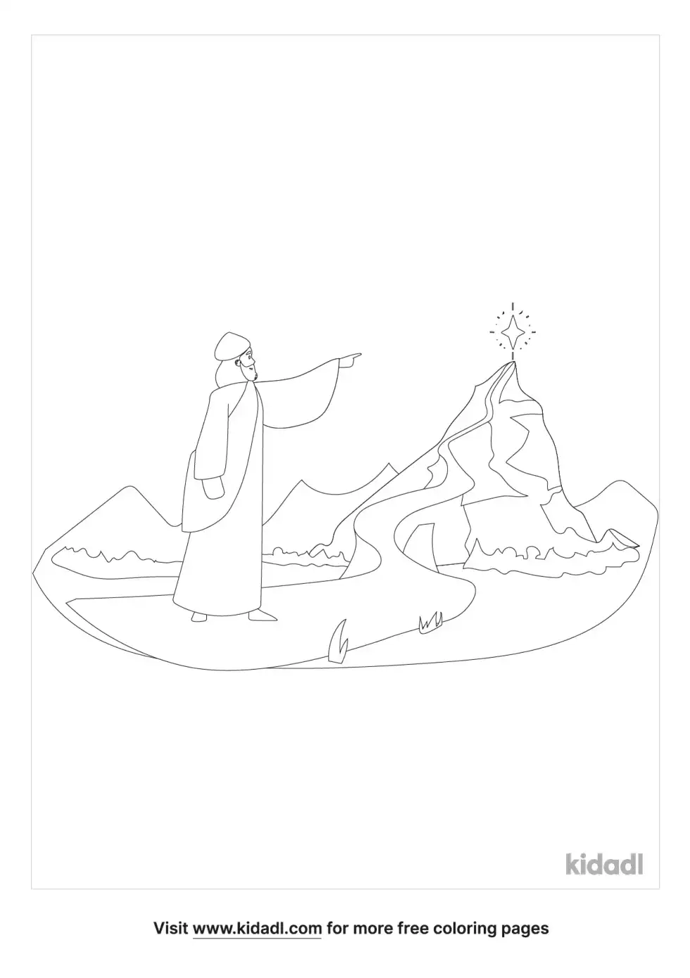 Magi And The Bright Star Coloring Page