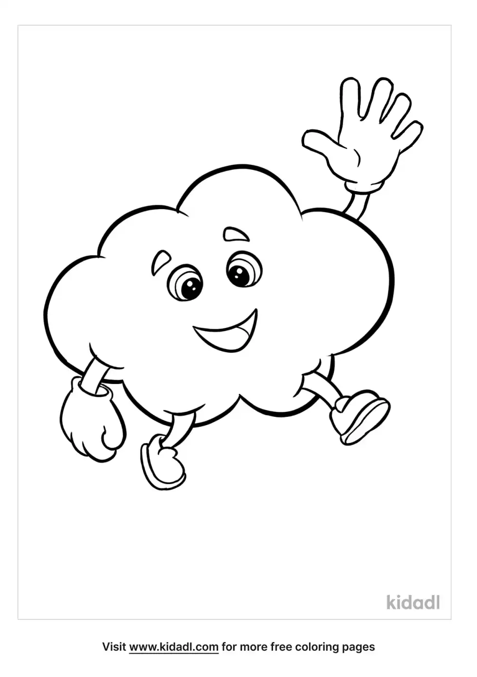 Clouds With Hands And Feet Coloring Page