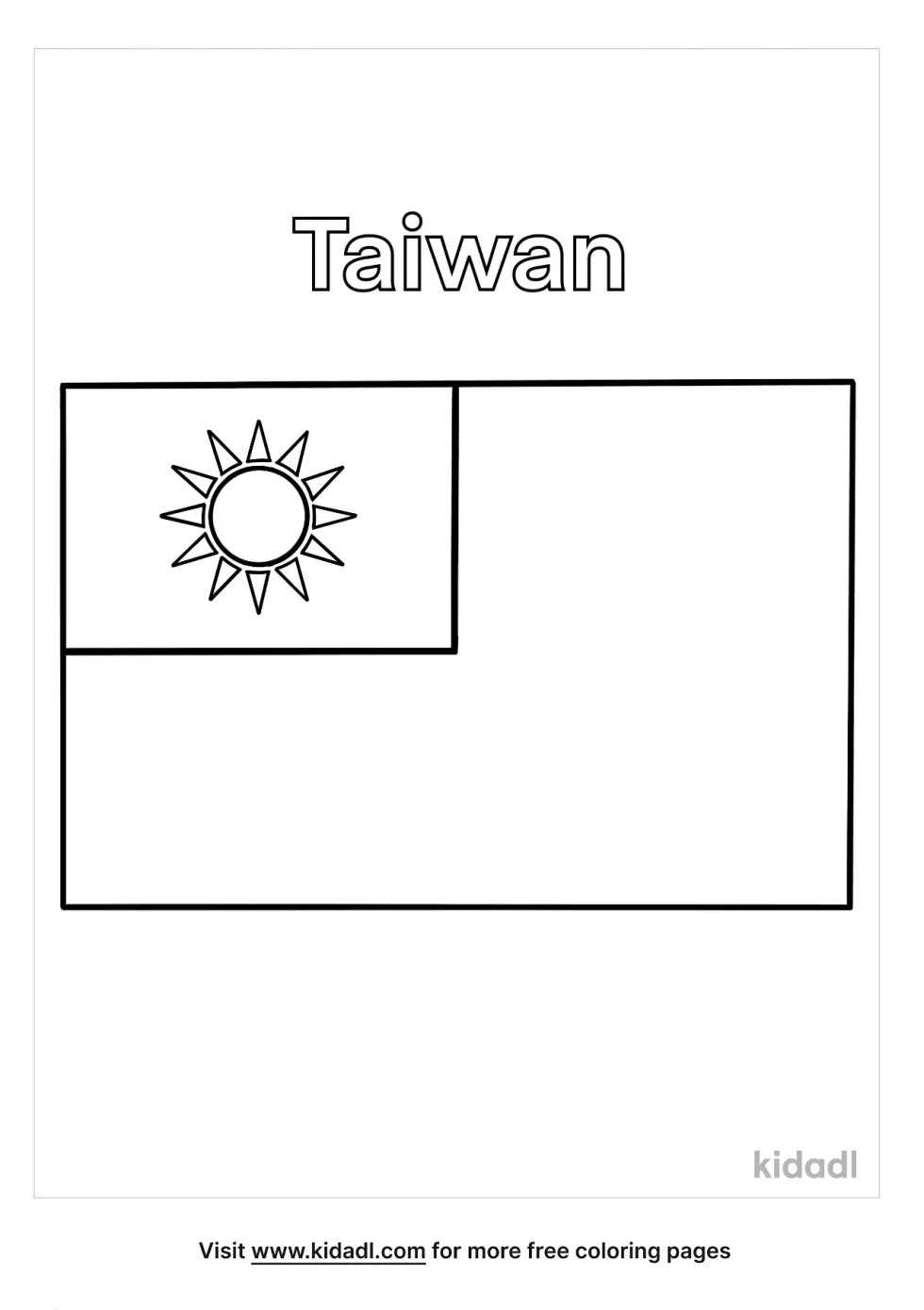 Taiwan Flag Coloring Page