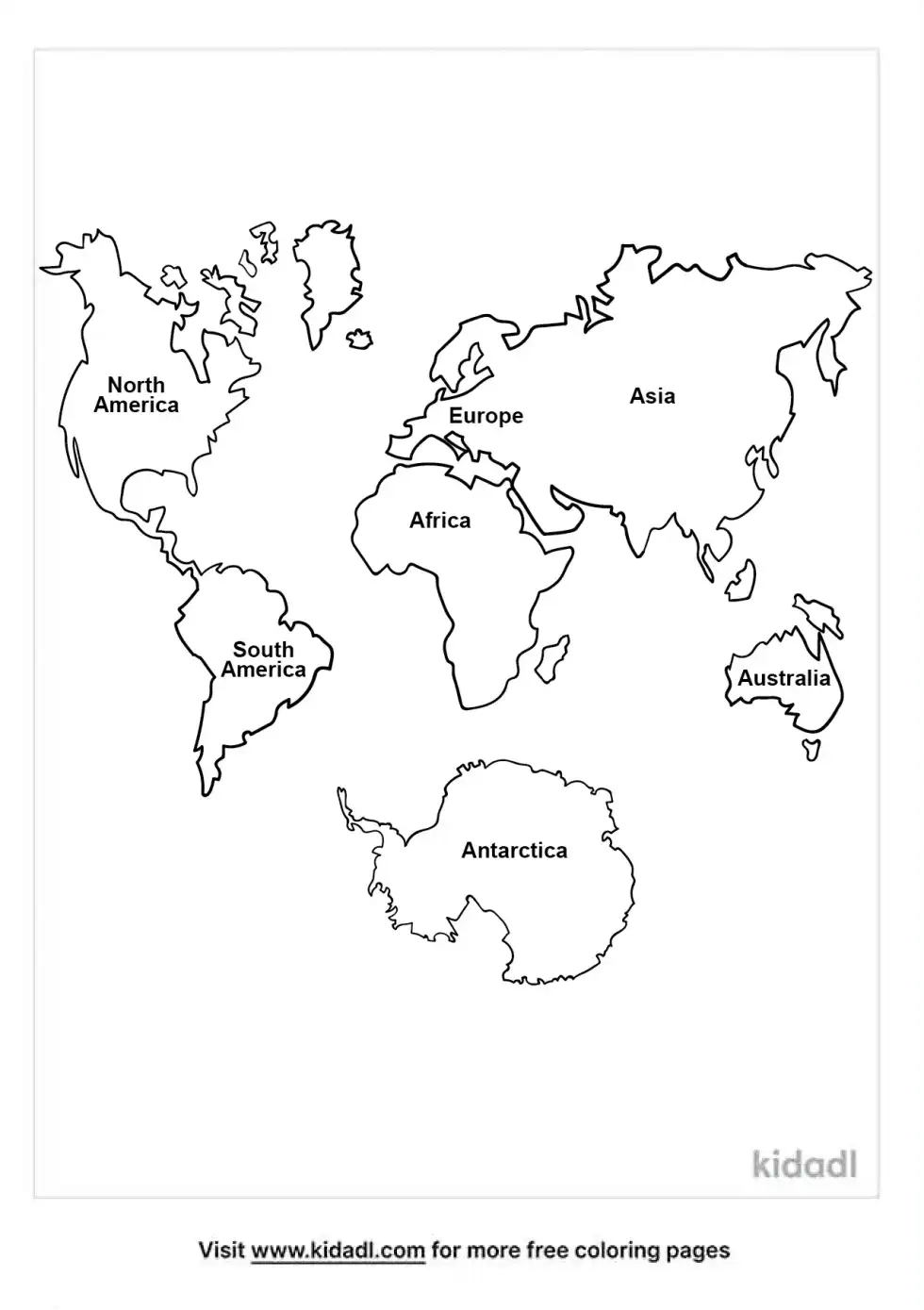 7 Continents Coloring Page