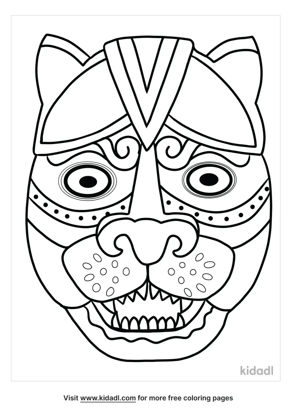 Mayan Mask Coloring Page
