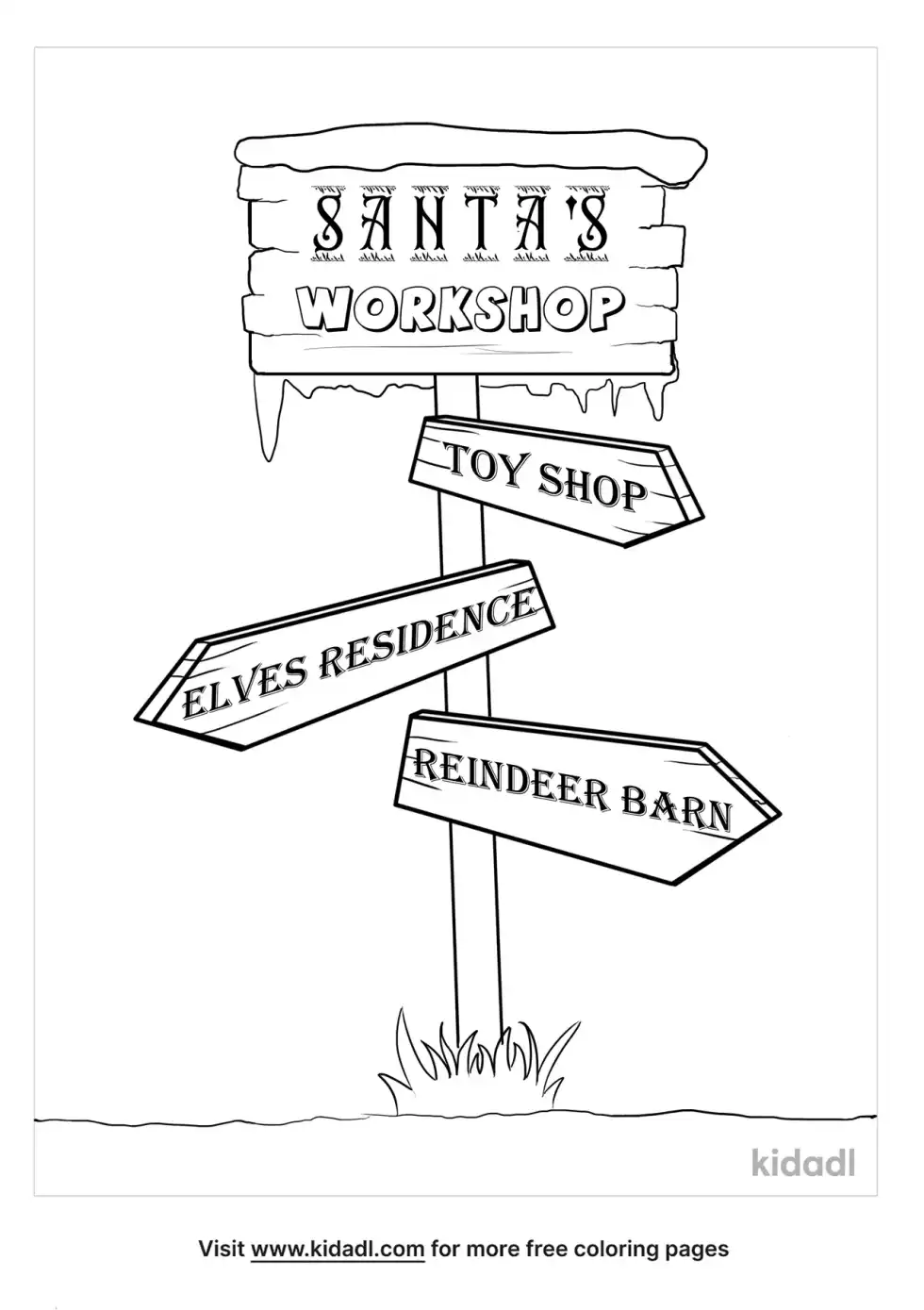 Santa's Workshop Sign Coloring Page