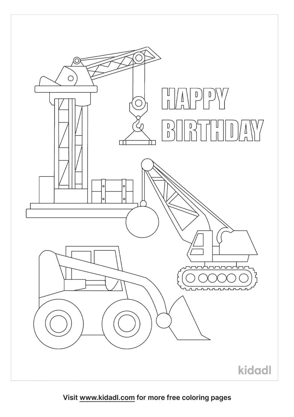 Construction Birthday Coloring Page
