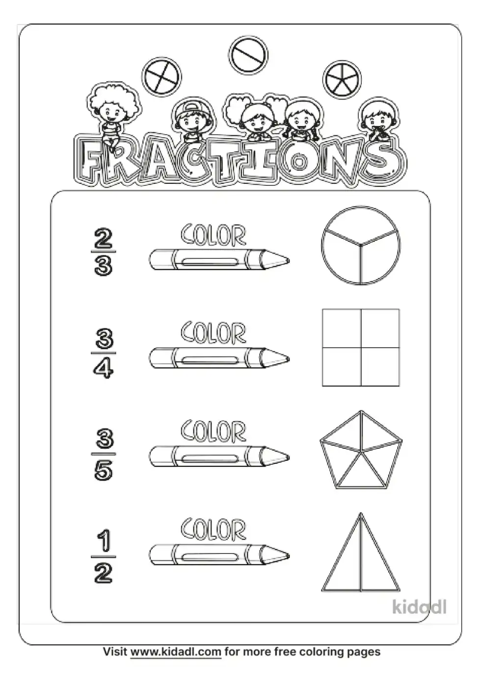 Equivalent Fractions Coloring Page