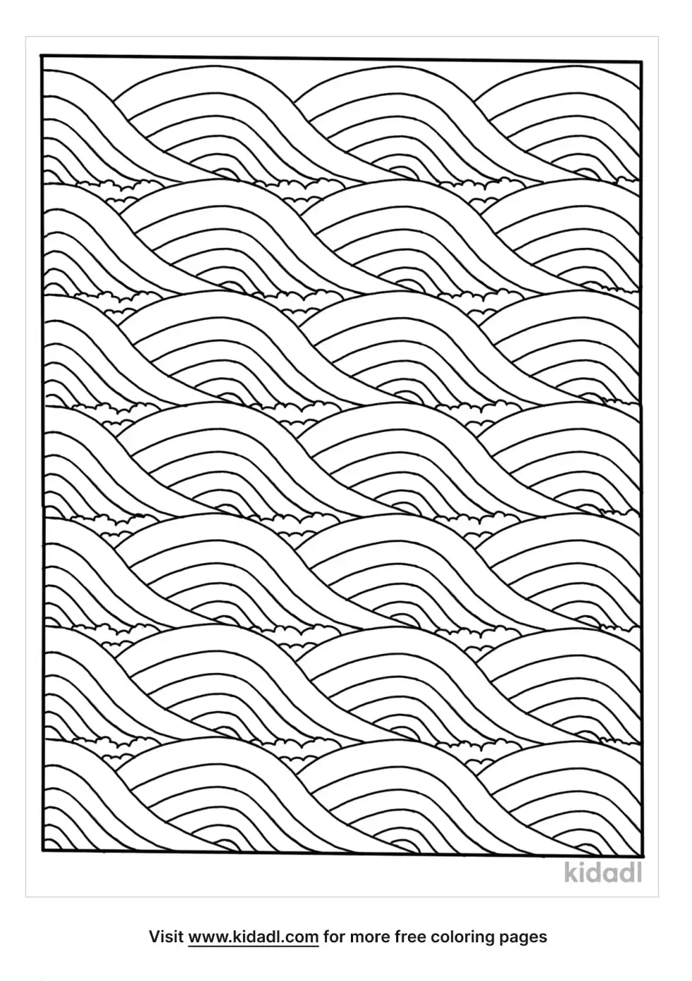 Japanese Wave Pattern Coloring Page