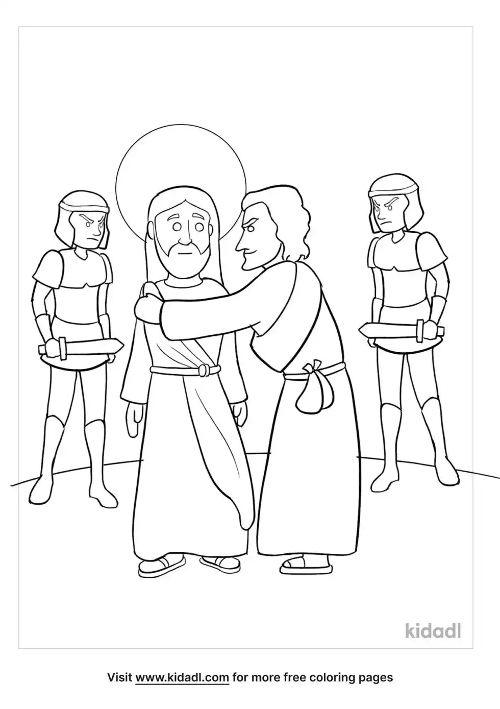 Judas Betrays Jesus Coloring Page