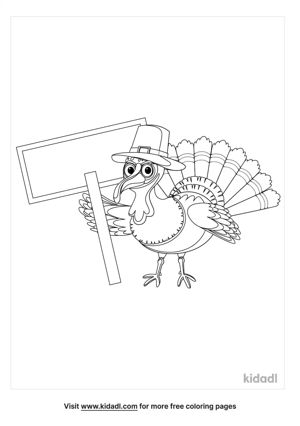 Turkey Holding Sign Coloring Page