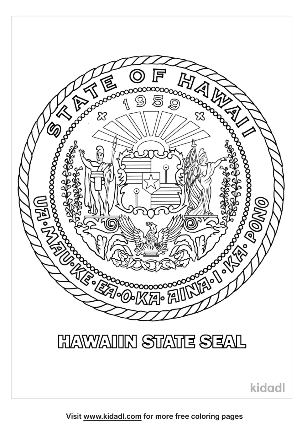 Hawaiian State Seal Coloring Page