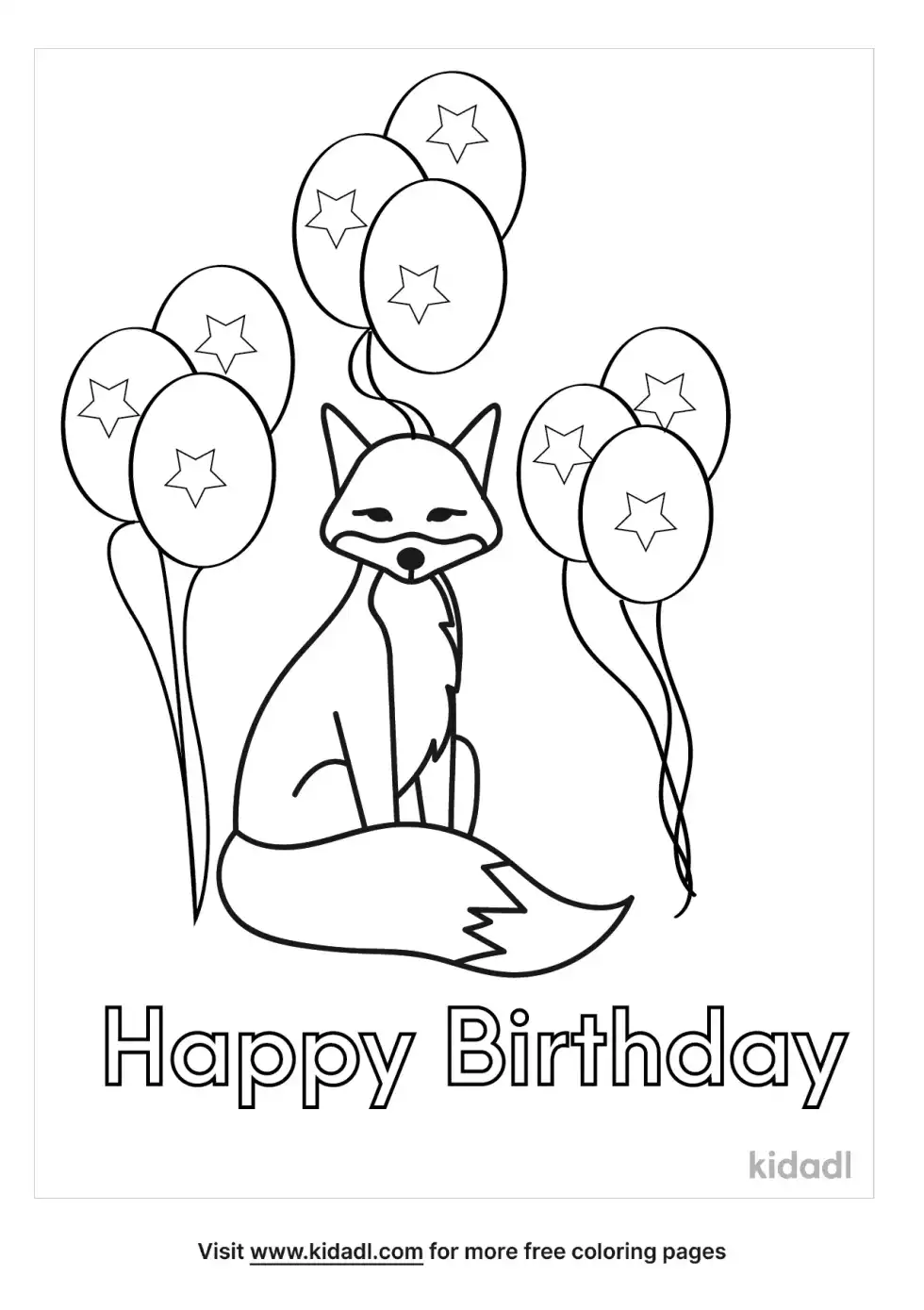 Fox Happy Birthday Coloring Page