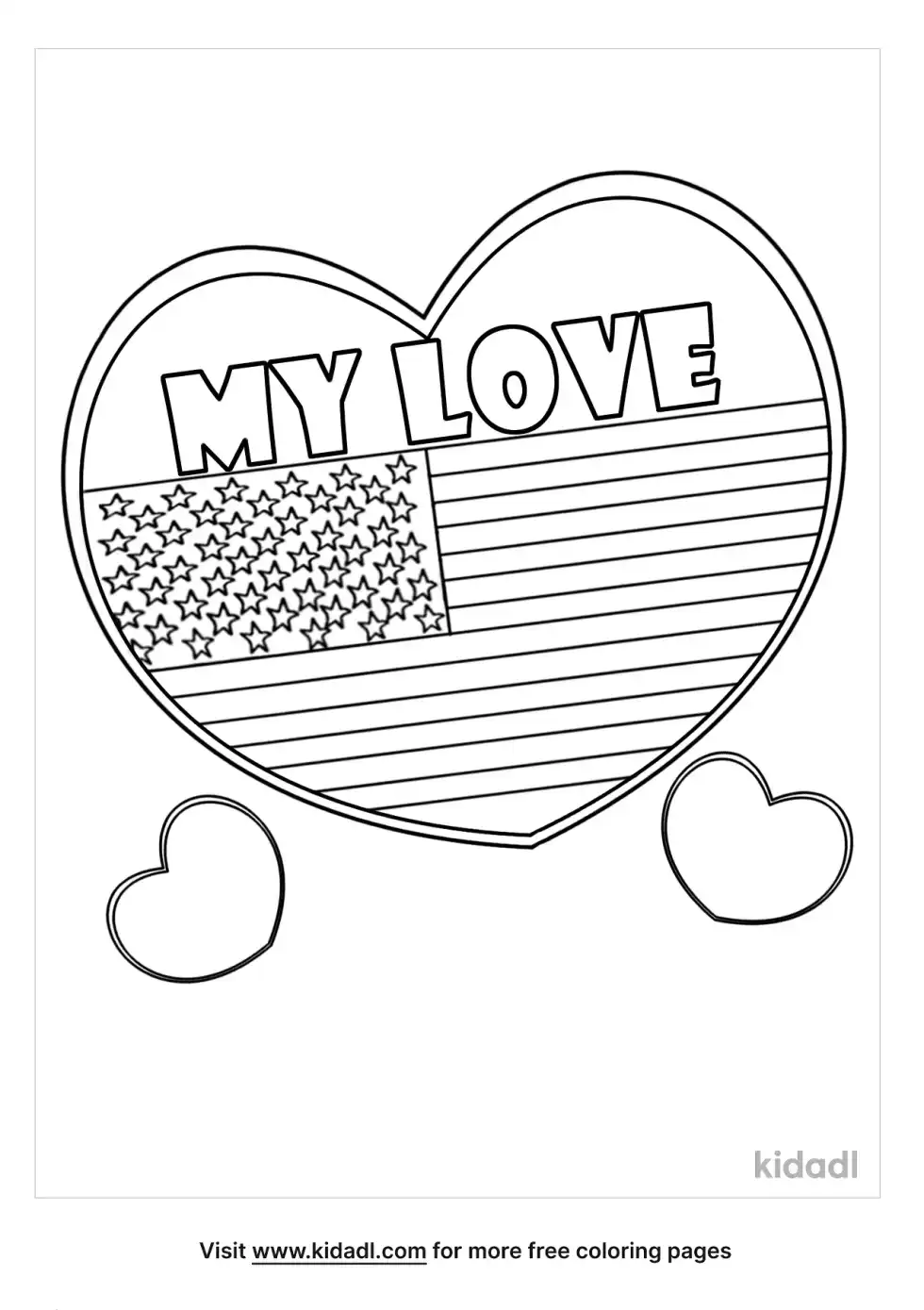 American Flag Heart Coloring Page