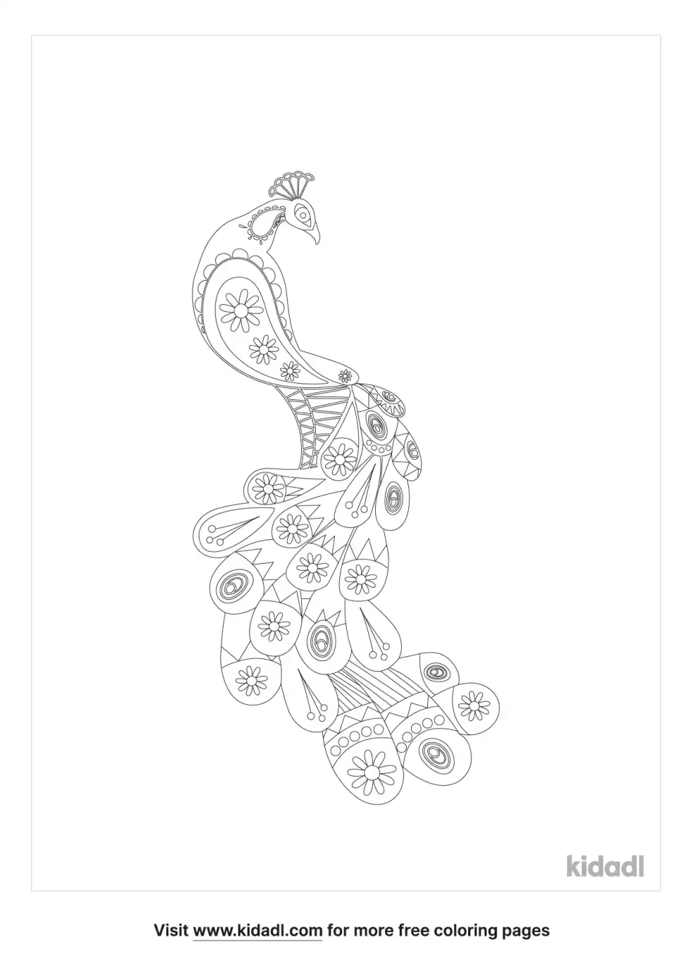 Paisley Peacock Coloring Page