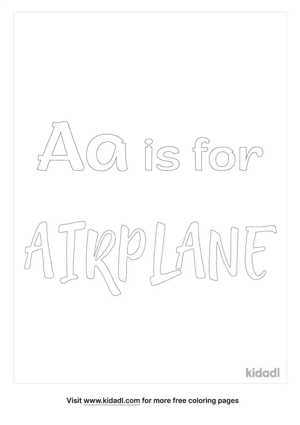 Airplane Word Coloring Page