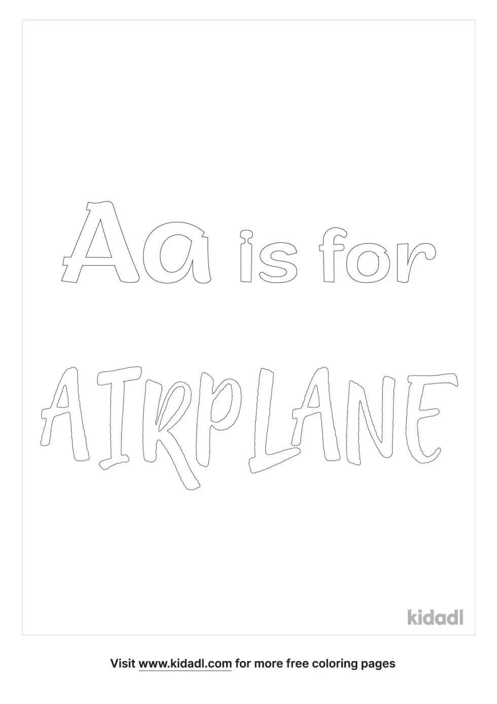 Airplane Word Coloring Page