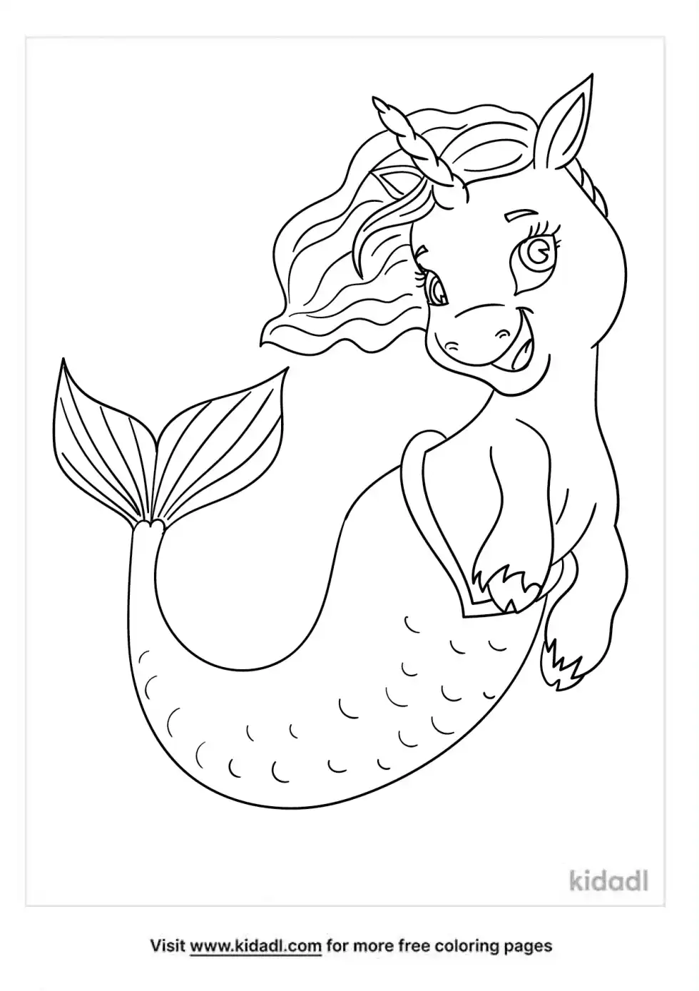 Unicorn Mermaid Coloring Page