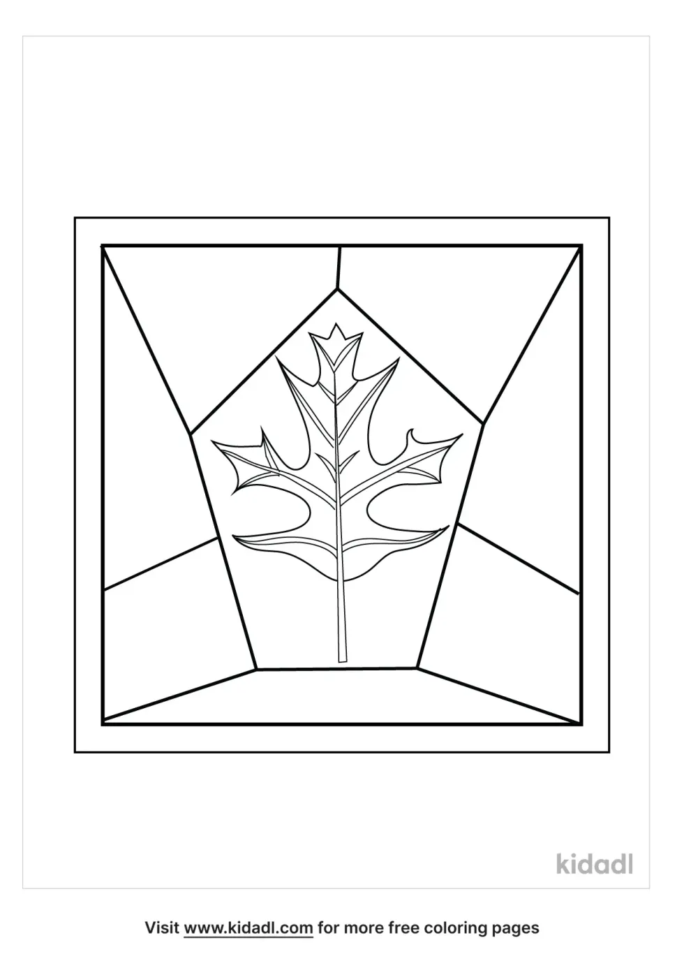 Oak Leaf Stained Glass Coloring Page
