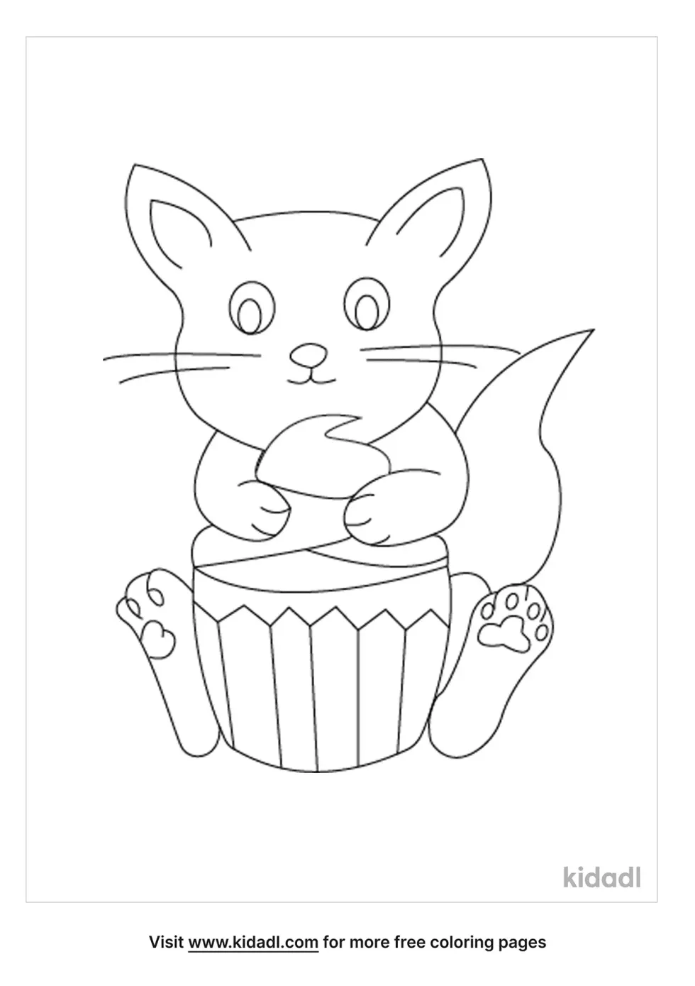 Cat Cupcake Coloring Page