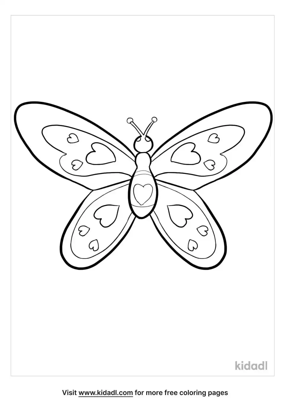 Butterflies And Hearts Coloring Page